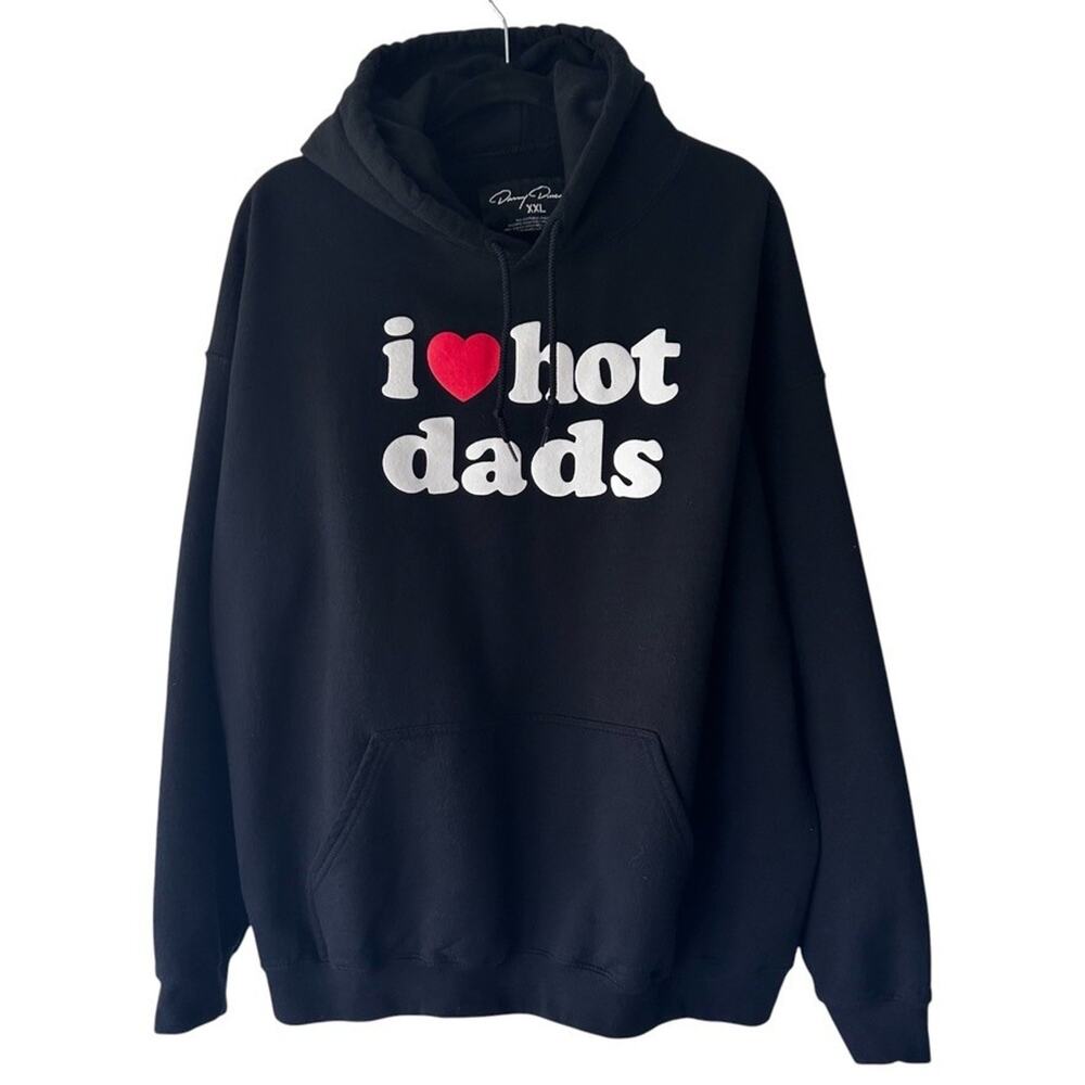 Danny Duncan Y2K I Love Hot Dads Hoodie Black Oversized Graphic Sweatshirt XXL